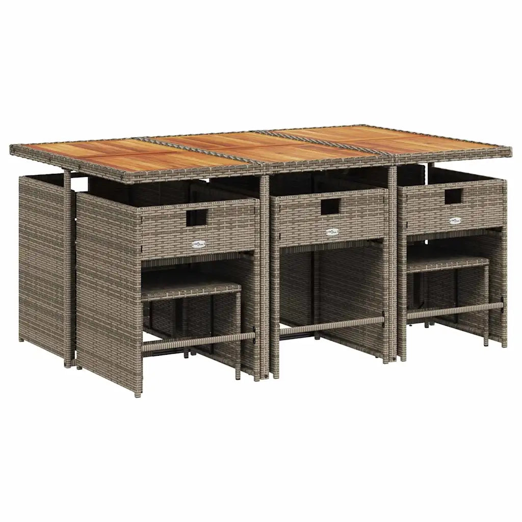 Set da Pranzo da Giardino 11pz con Cuscini in Polyrattan Grigio 3211154