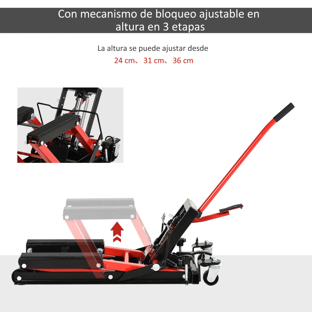 Sollevatore Idraulico per Moto ¨C Xylo ¨C 680 kg Capacit¨¤ Altezza 24-36 cm Piattaforma Antiscivolo 110x36x67 cm