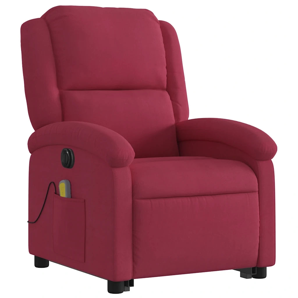 Poltrona Alzapersona Massaggiante Elettrica Rosso Vino Velluto 3204338