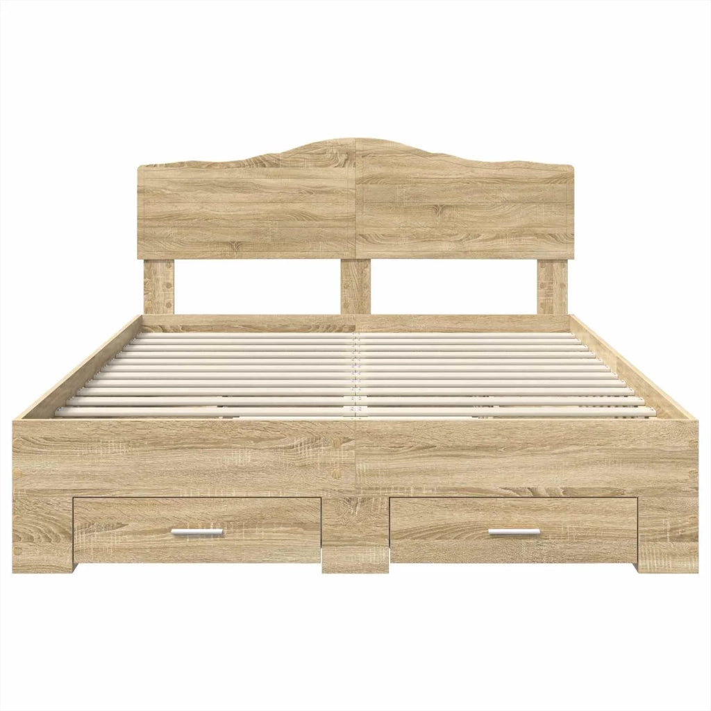 Struttura del letto con testiera Rovere Sonoma 140 x 190 cm
