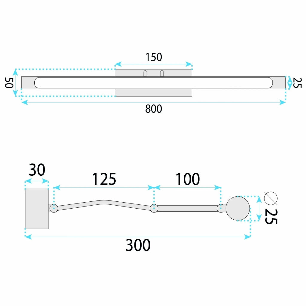 Applique Da Bagno Led Swe027-1w 80cm Black