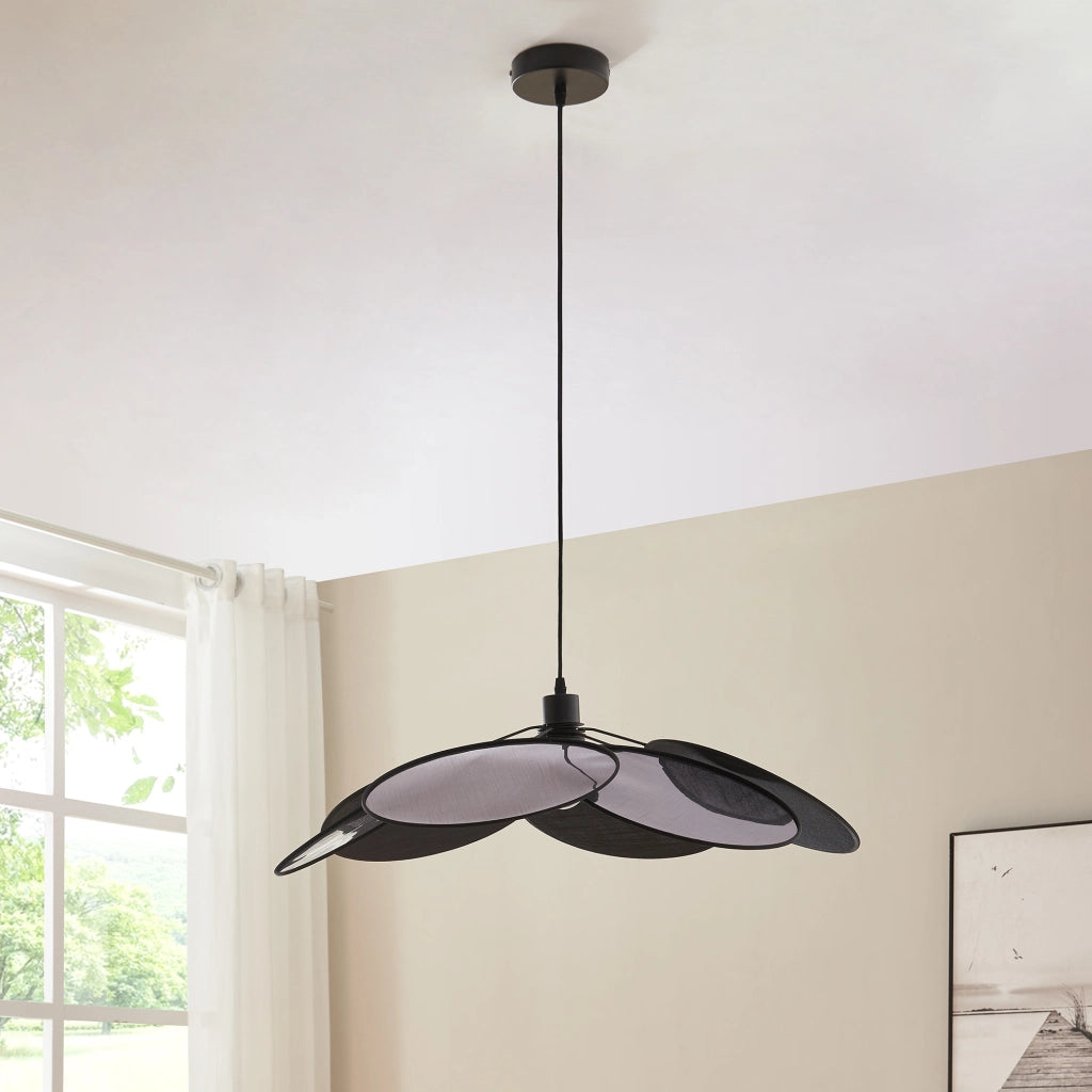Lampadario a Sospensione Blackwood con Paralume in Tessuto - Nero lux.pro