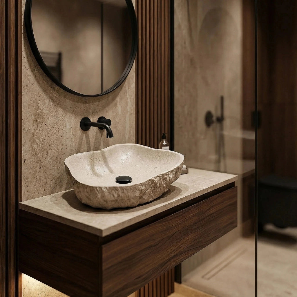 Lavabo Da Appoggio Rea Isla Warm Beige