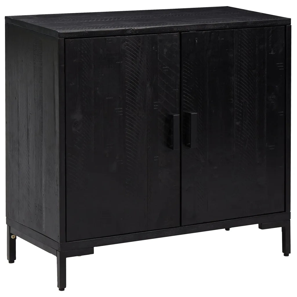 Credenza Nera 75x35x70 cm in Legno Massello di Pino 349924