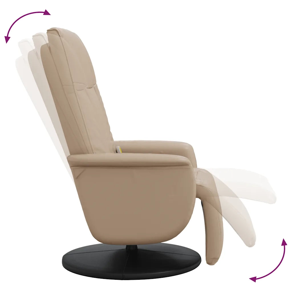 Divano Sedia-Poltrona Reclinabile Massaggi Poggiapiedi Cappuccino Similpelle 562053