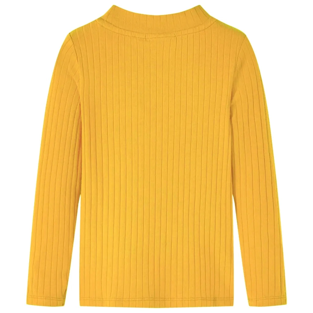 Maglietta da Bambina a Maniche Lunghe a Costine Ocra Scuro 92cod mxl 132073