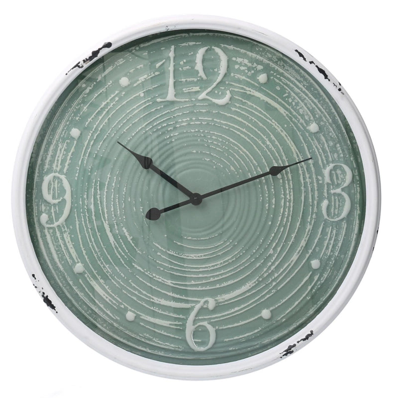 Orologio metallo bordo bianco verde cm ø48x6