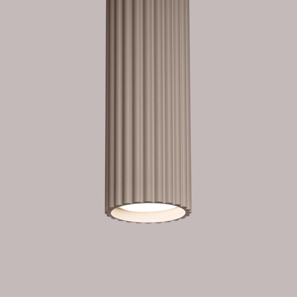Lampada a sospensione tubo rigato taupe GU10 Pure Lume