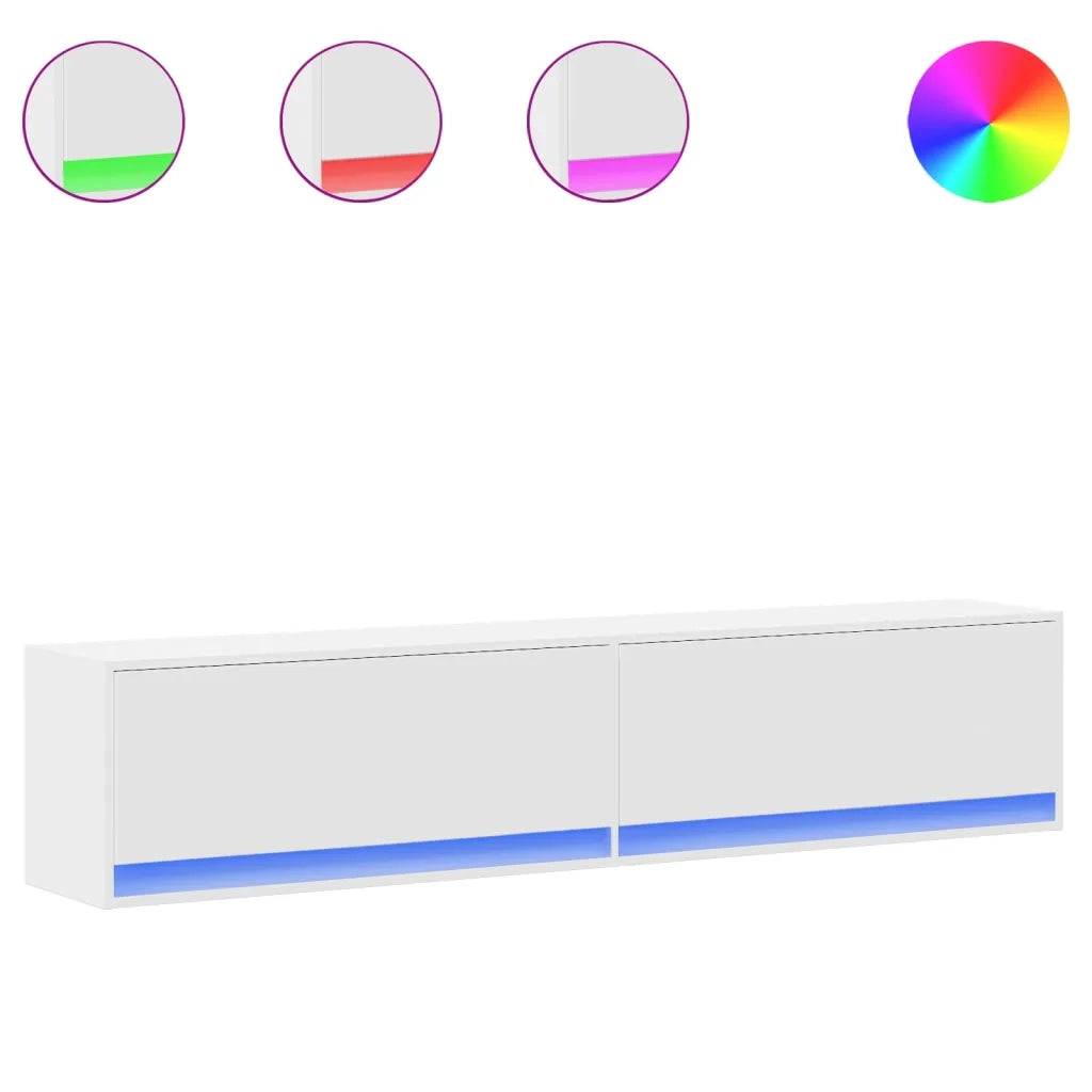 vidaXL Mobile TV a Parete con LED Bianco 180x31x38 cm