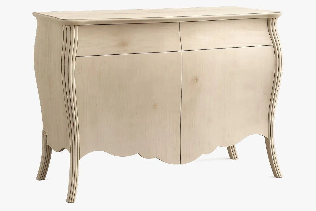 Madia credenza in legno grezza bombata 2 ante 2 l.135 p.60 h.98 (012) - Mobili 2G