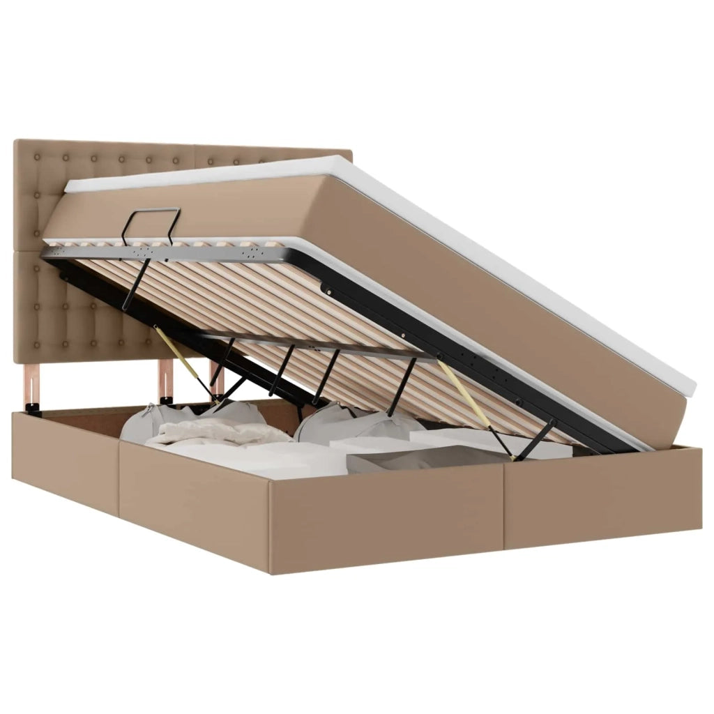 Letto con contenitore e LED con led Cappuccino 140 x 190 cm