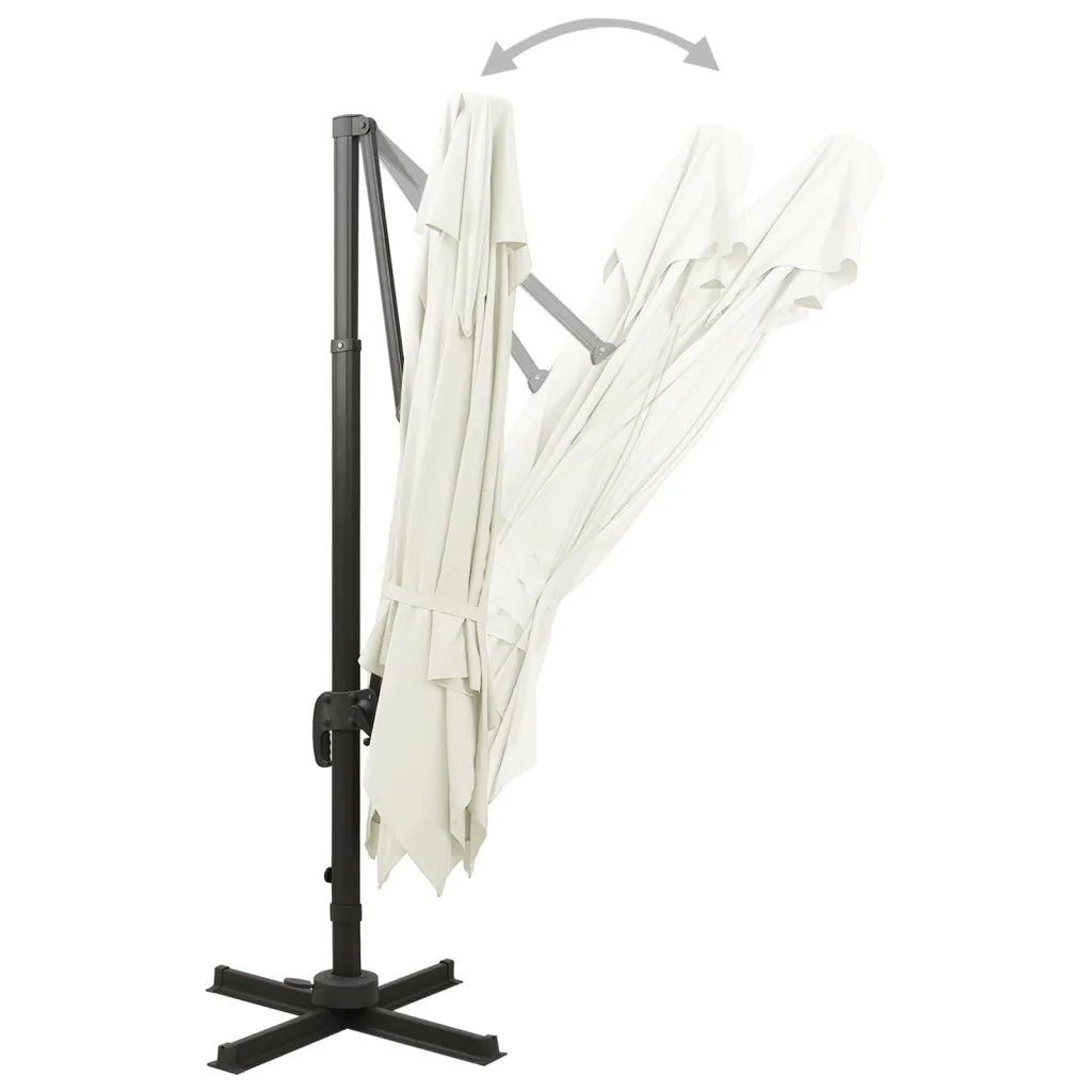 Ombrellone da giardino a sbalzo con doppio piano 300x300 cm Sabbia 312368