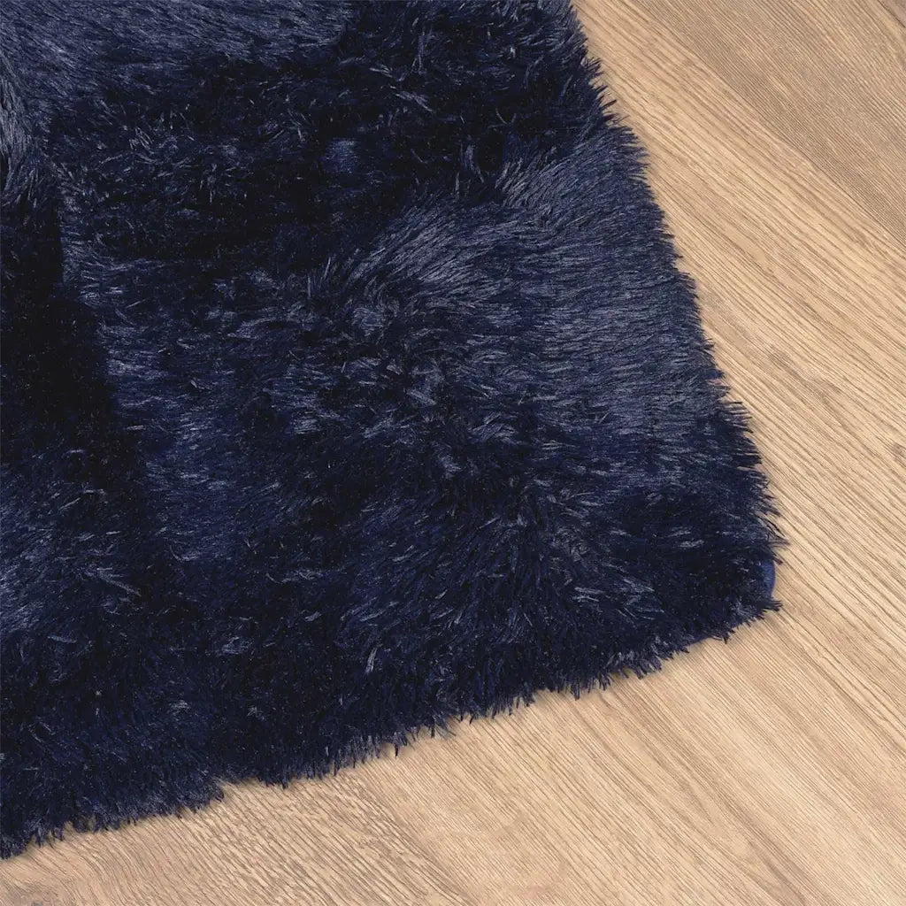 Tappeto Shaggy a Pelo Lungo NAVARRA Blu Marino 240x240 cm 4102891