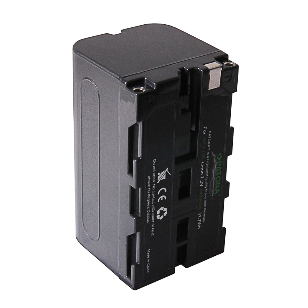 Patona NP-F 750 Batteria agli ioni di litio compatibile Sony NPF, 4400 mAh, 7,4 V, 32,6 Wh, per fotocamere, videocamere, luci LED, accessori fotografici