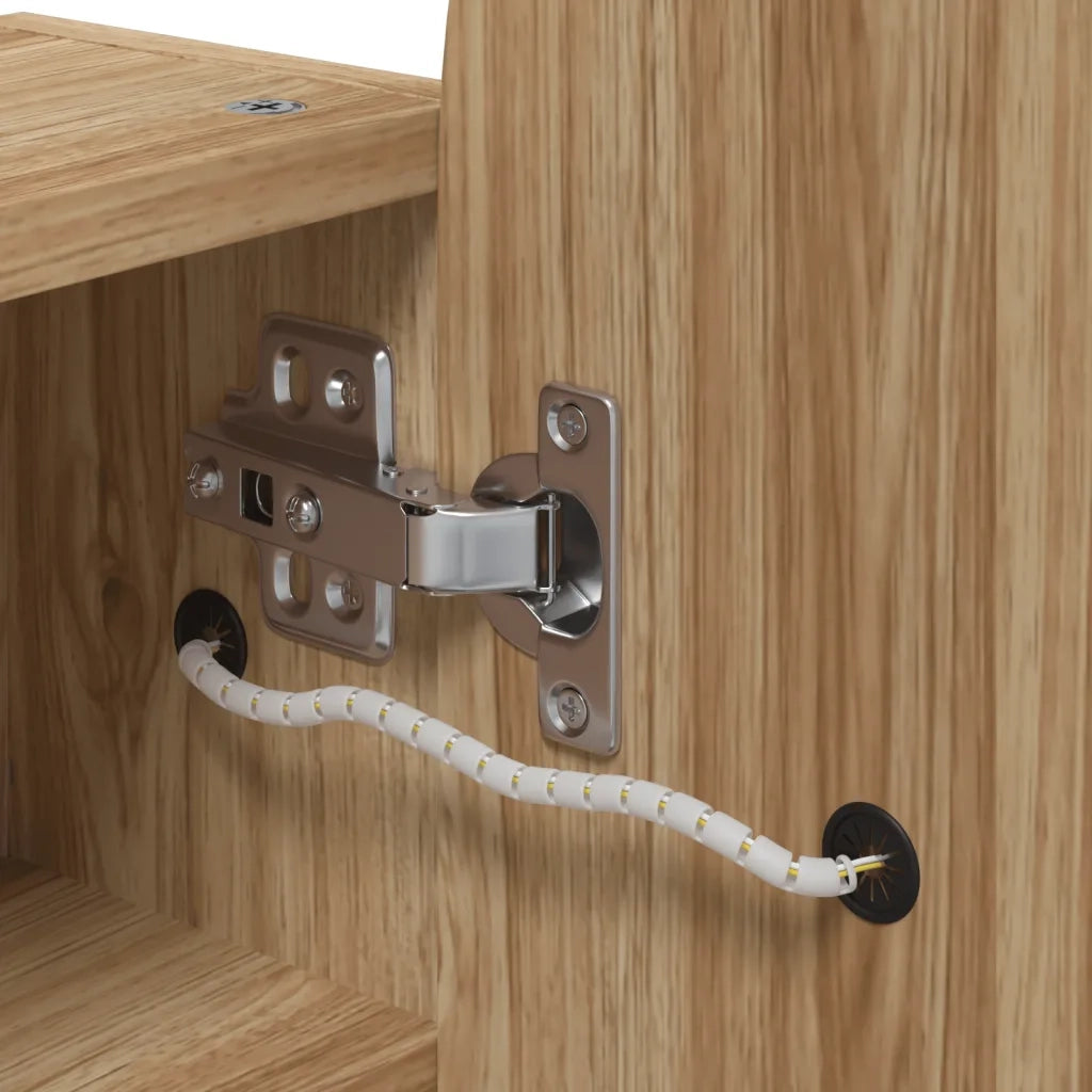 Armadietto Bagno con Specchio e LED ad Arco Rovere 42x13x70 cm 357976