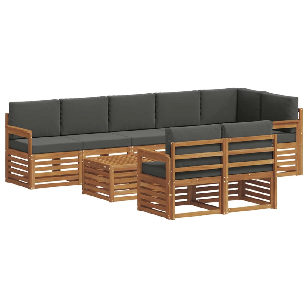 Set divani 9 pcs Naturale e Antracite Legno di Acacia Massello 3375037