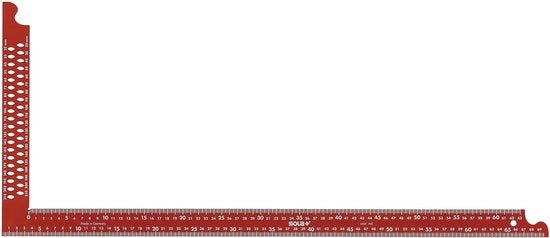 Timmermanshoek con fori di rimozione - ideale per lavori di precisione - 1 pezzo - rosso