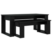 Set di 2 pz Tavolini da salotto | Tavolino da caff¨¨ | Tavolino da Soggiorno Rovere Nero Legno multistrato