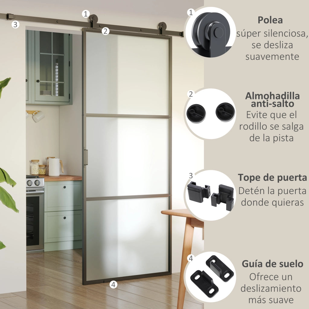 Kit accessori porta scorrevole 200 cm ¨C zephmum ¨C nero 200x40x0,6 cm