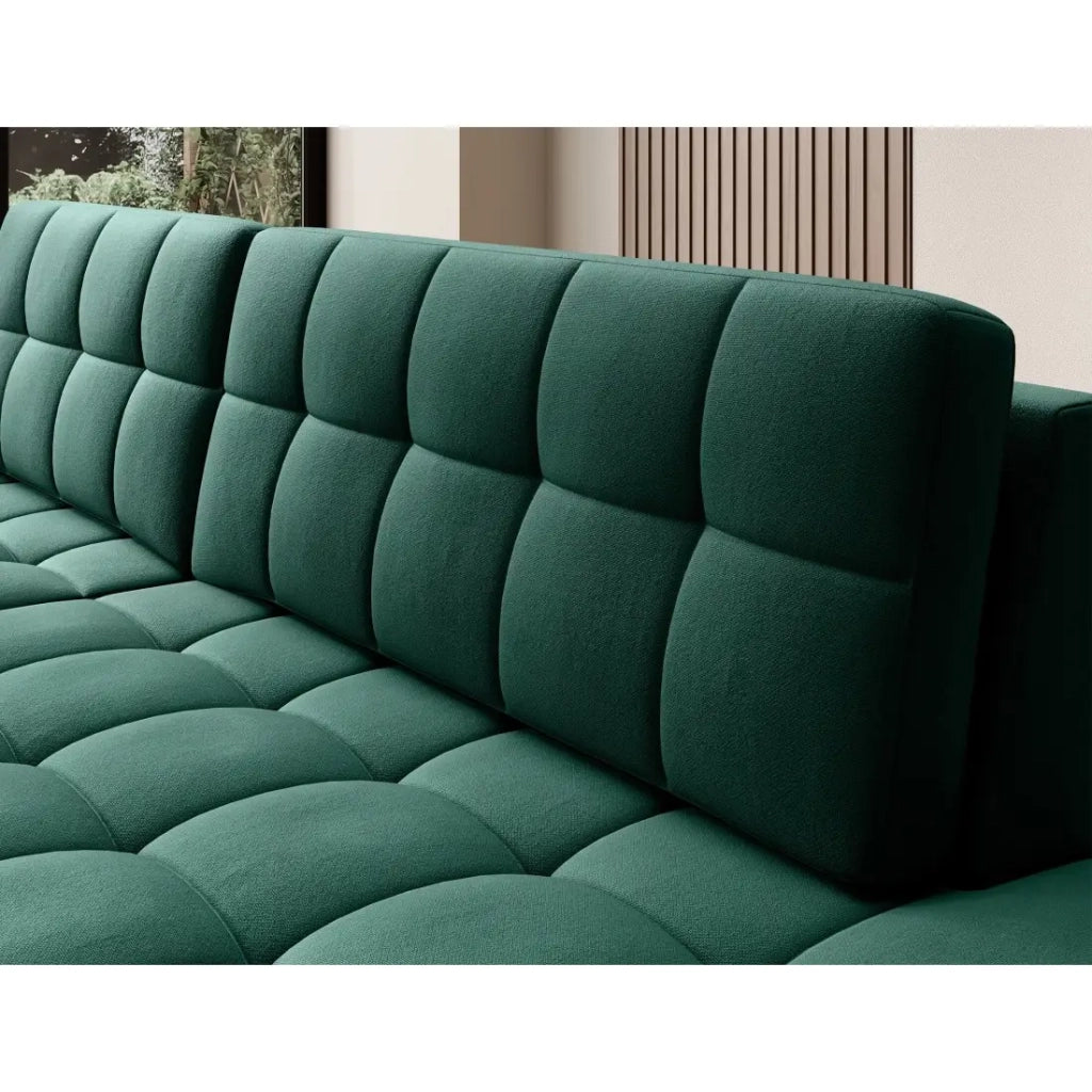 Divano angolare convertibile CUBITO verde 240 cm con contenitore e letto