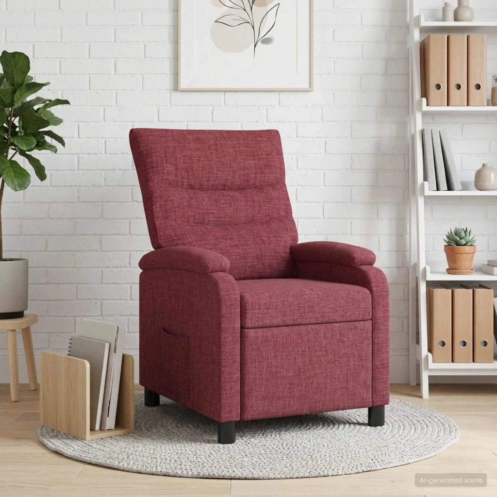 Divano Sedia-Poltrona reclinabile Rosso Vino Tessuto 295366