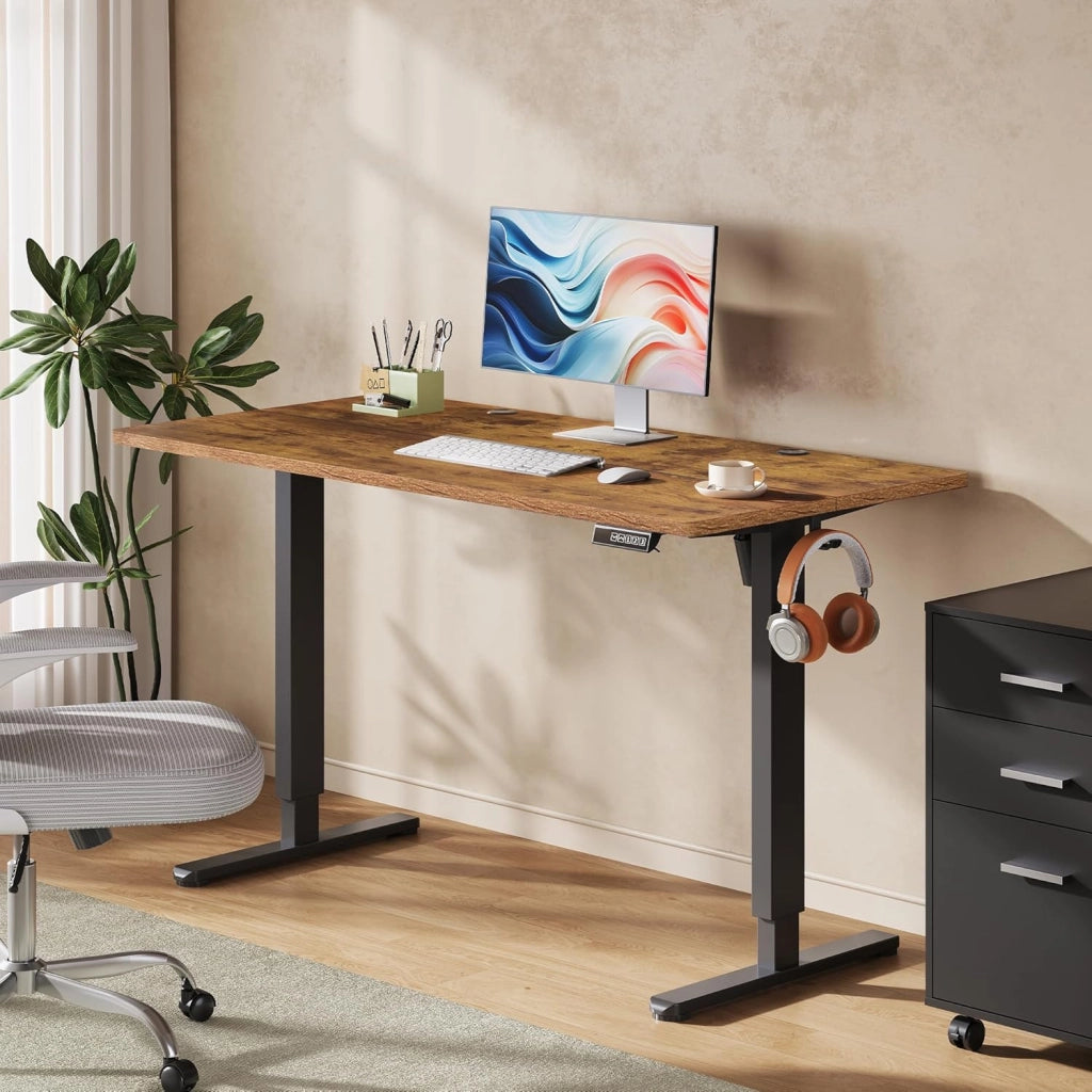 Scrivania regolabile in altezza ¨C zephmum ¨C 140x70 cm, marrone