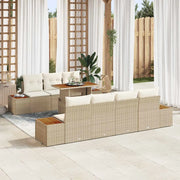 Set Divano da Giardino con cuscino 8 pcs Beige Poly Rattan