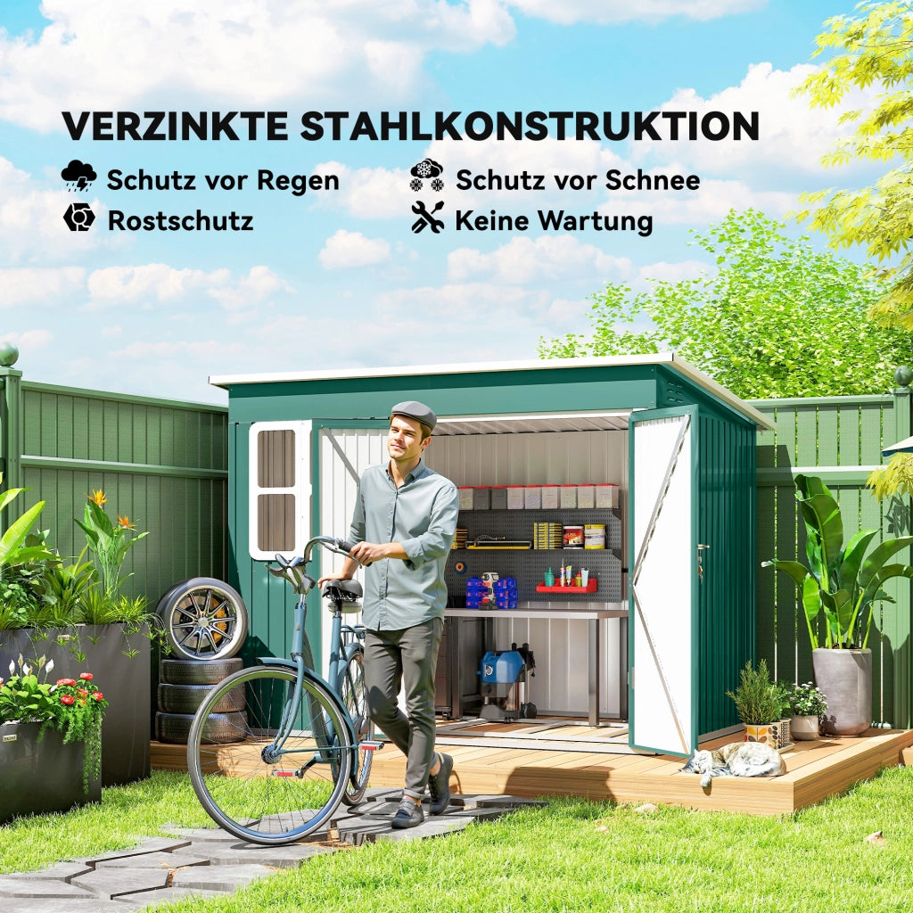 Capannone in metallo per giardino ¨C zephmum ¨C Verde 260x177x190 cm