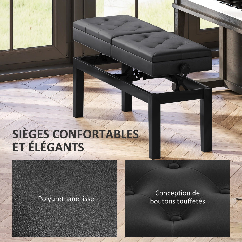 Sgabello da pianoforte regolabile con seduta imbottita e vano ¨C Zephmum ¨C Nero