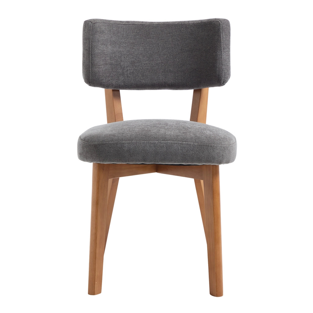 Set di 2 sedie da pranzo imbottite grigie con gambe in legno