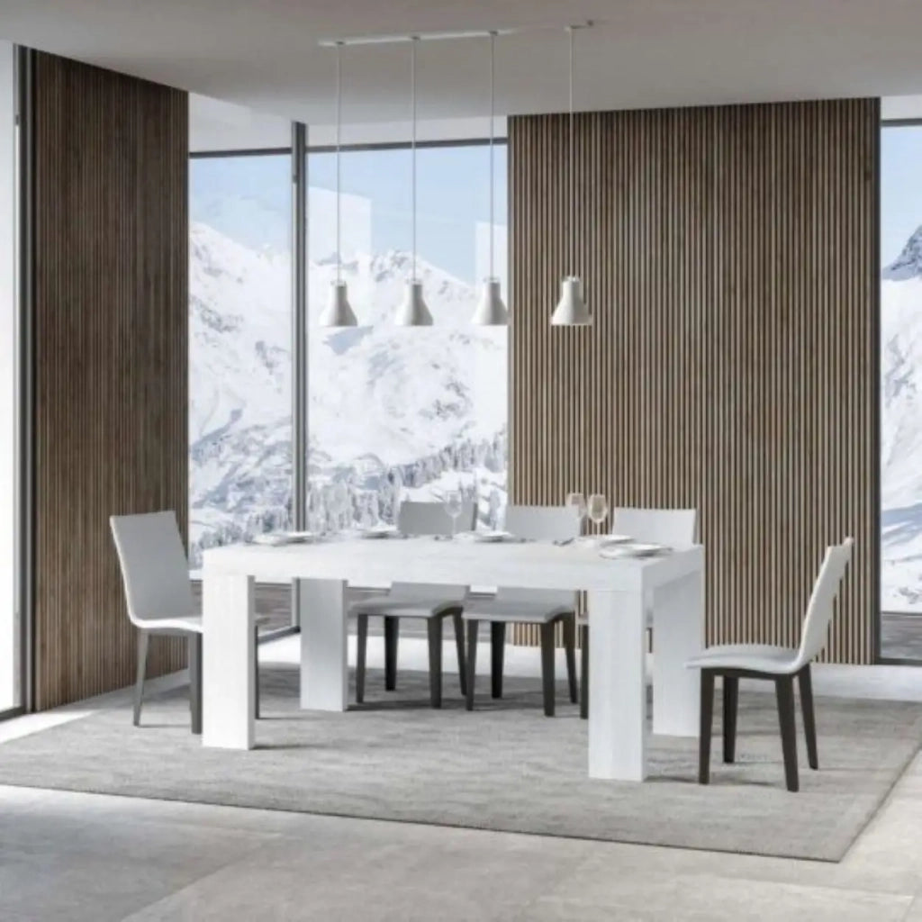 Tavolo allungabile 160/420x90 cm Roxell colore bianco frassino