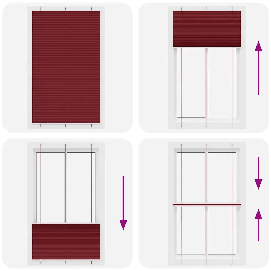 Tenda Plissettata Rosso Bordeaux 115x200 cm Larghezza Tessuto 4015265
