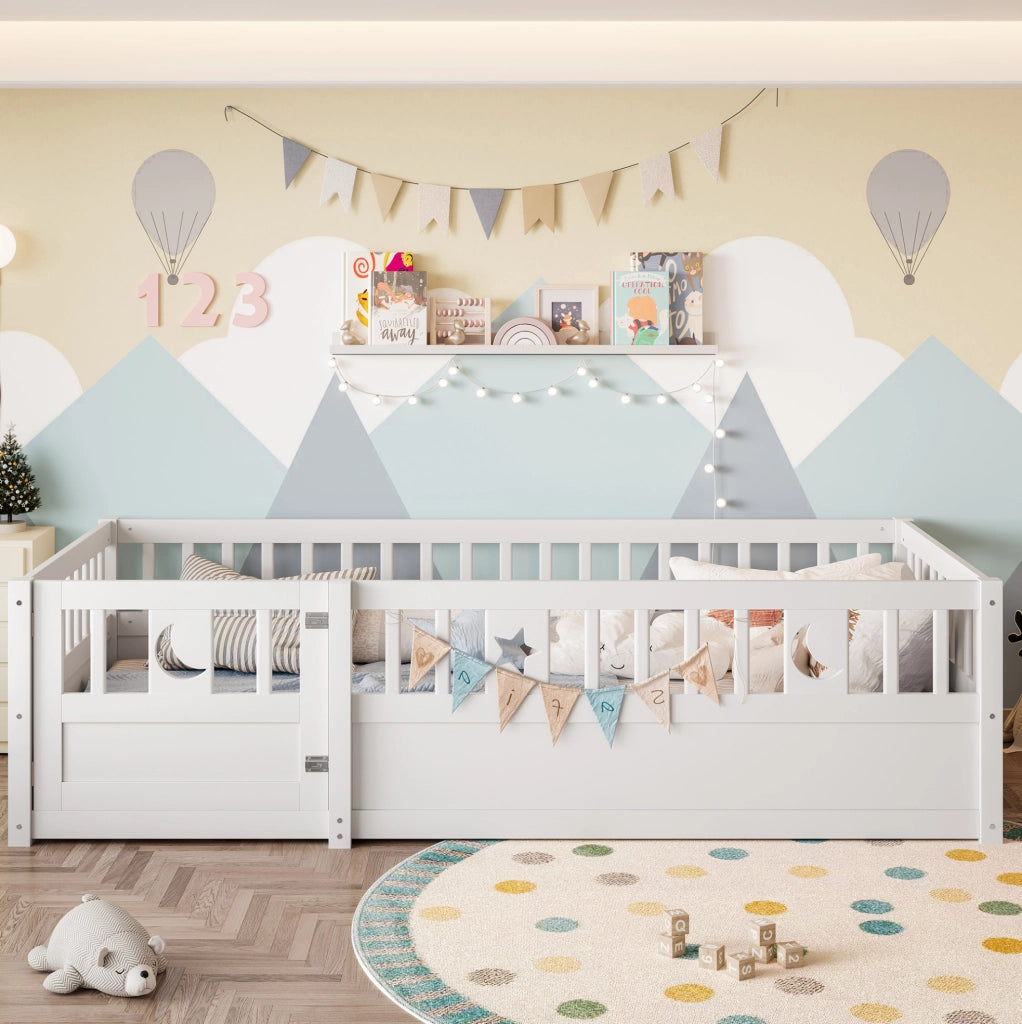Letto singolo per bambini 90x190 cm con sponde, bianco