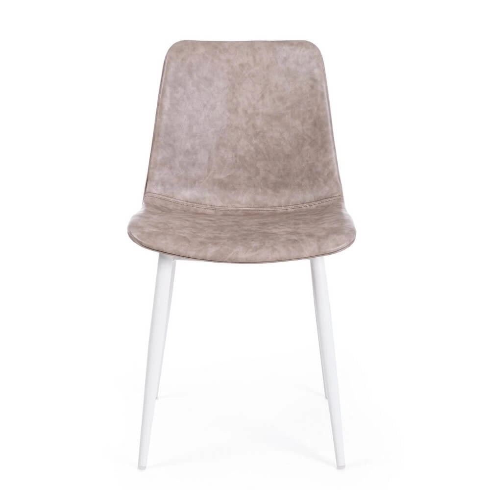 Set di 2 Sedie da Pranzo in Similpelle con Gambe in Acciaio - NATALIA