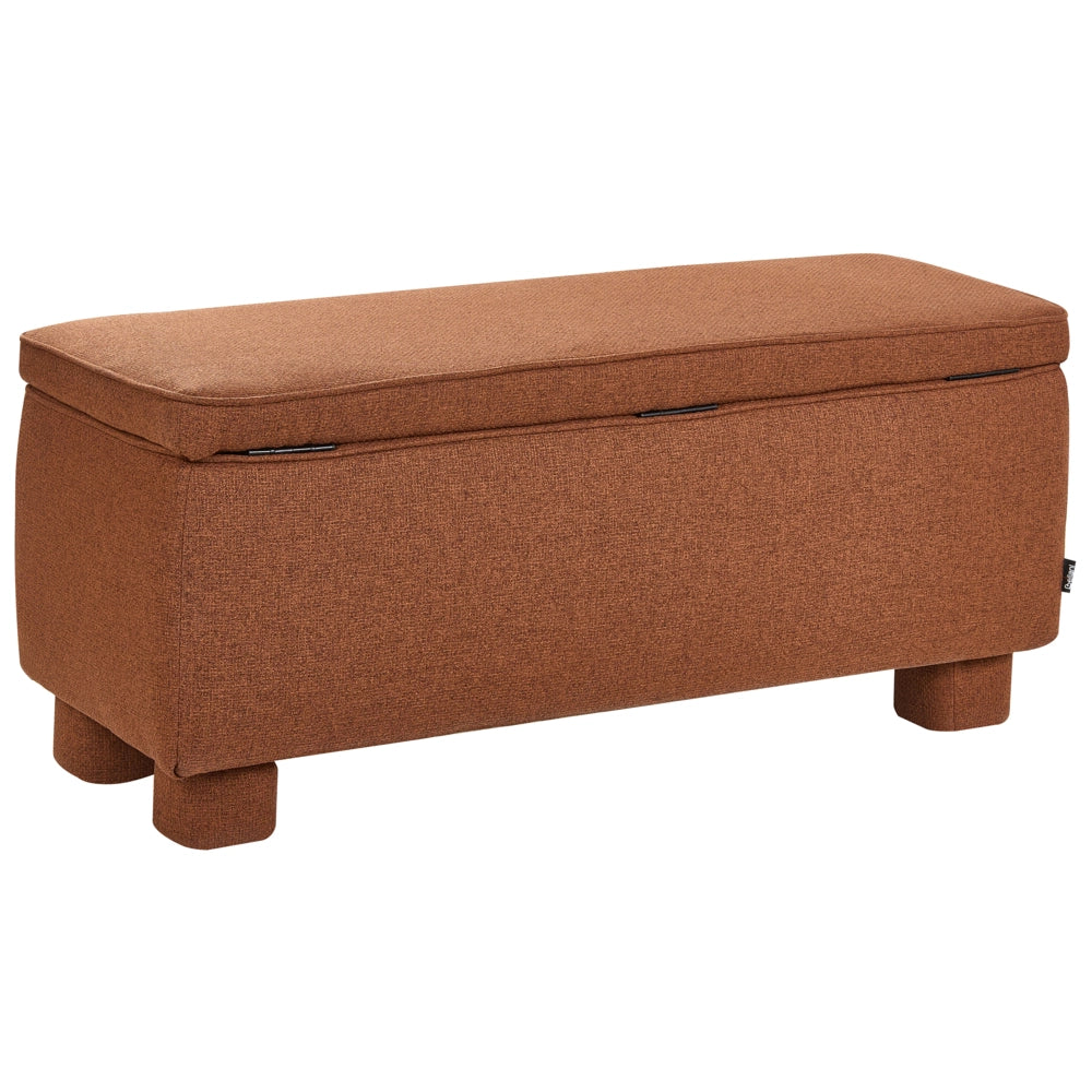 Panca da ingresso con contenitore gambe in legno di pioppo in tessuto facile da pulire marrone dorato piano ribaltabile stile moderno