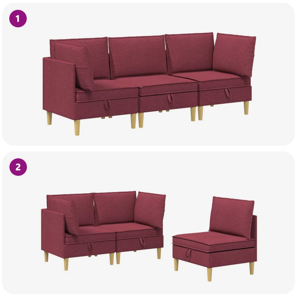 Set di divani modulari con spazio di archiviazione 3 pcs