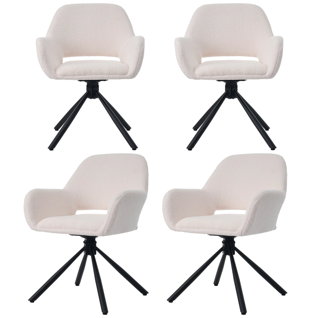 SEDIA Girevole con braccioli in Sherpa bianco Set da 4 pezzi