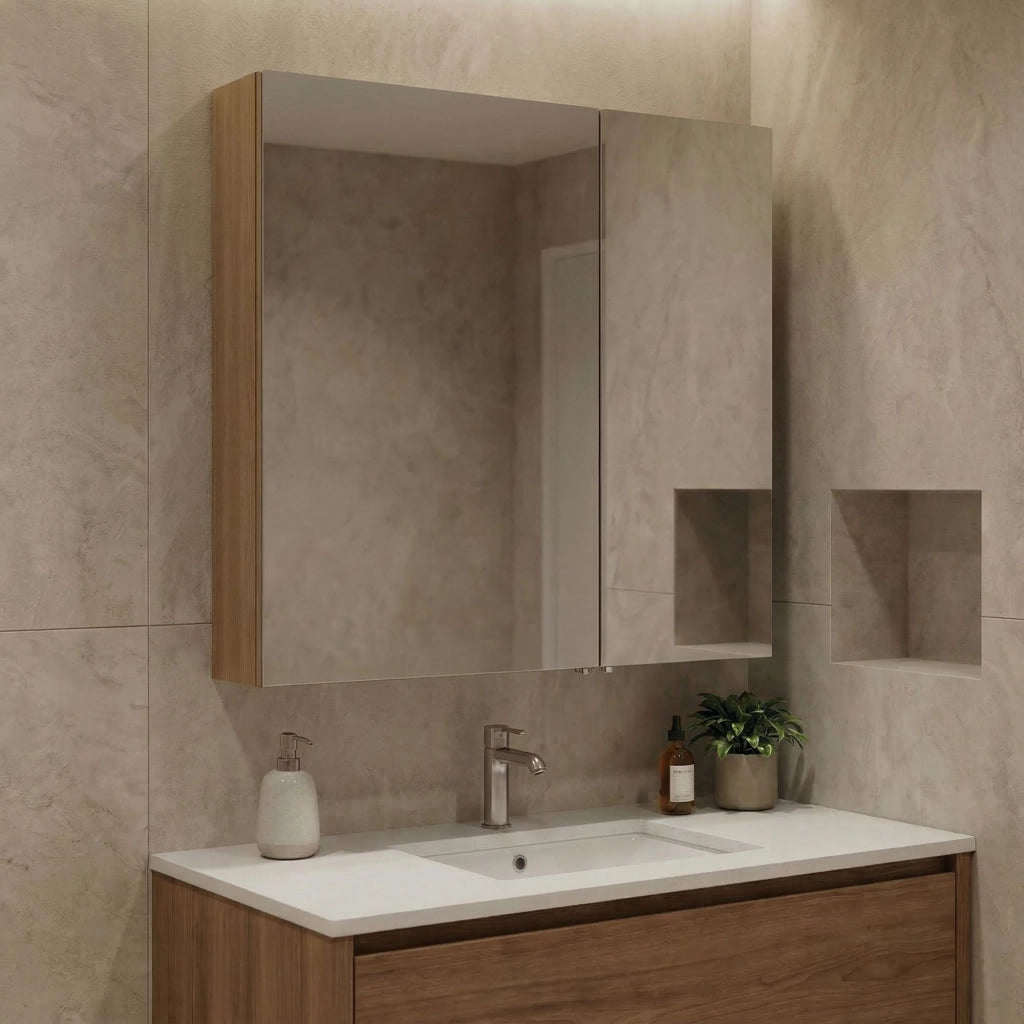 Mobile da bagno con specchio "Purus Desna 60" - 60 x 16 x 66 cm - Rovere Sonomo