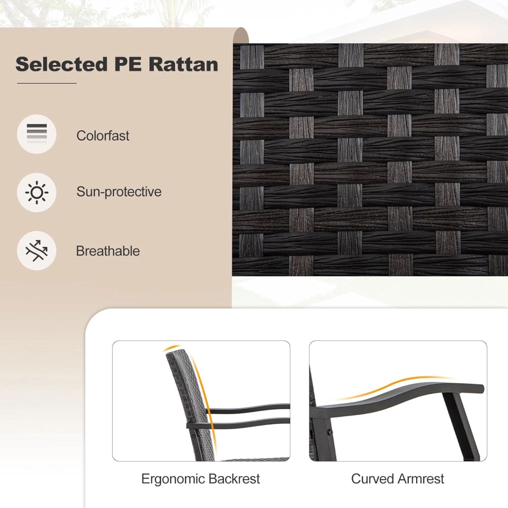 Set di mobili da giardino in rattan, resistenti alle intemperie, mobili da balcone, set di 2 sedie con tavolo, mobili da balcone per 2 persone, set di sedute