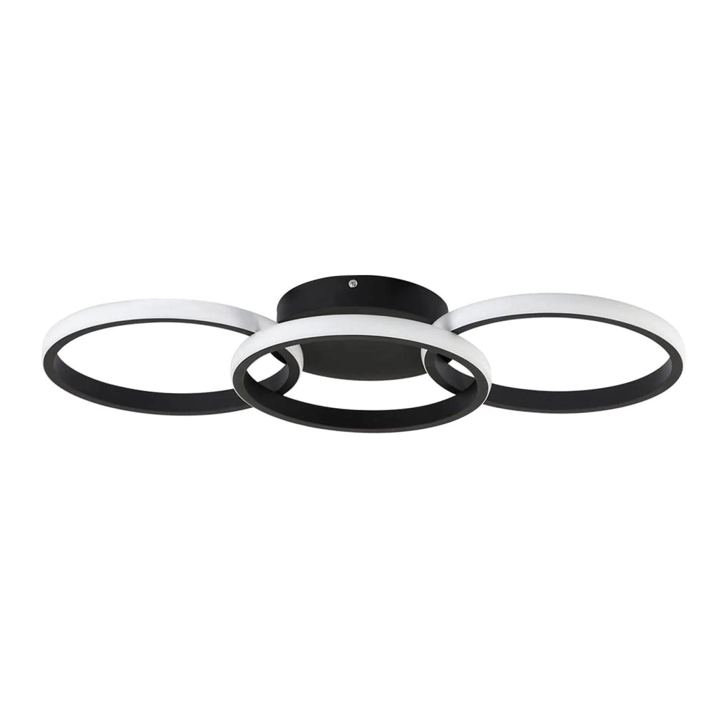 ZMH Lampada da soffitto plafoniera LED 3 anelli nera 3000K moderna per cucina soggiorno corridoio