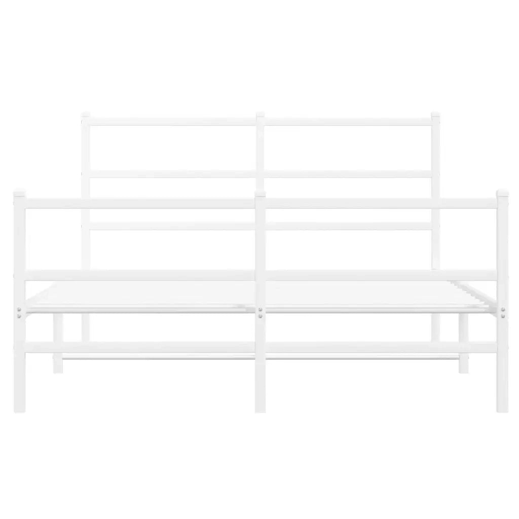 Giroletto con Testiera e Pediera-Struttura Letto Metallo Bianco 140x200 cm 146819