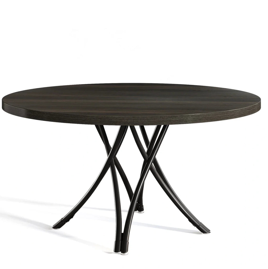 Tavolo da pranzo rotondo 120 cm in legno nero; design moderno con base a croce