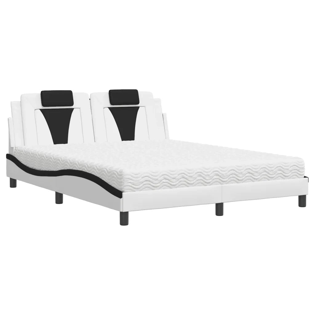 Letto Viana con Materasso Bianco e Nero 160x200cm Similpelle 3208809