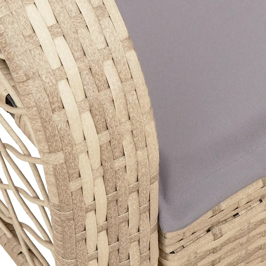 vidaXL Sedia a Dondolo da Giardino con Cuscini in Polyrattan Beige