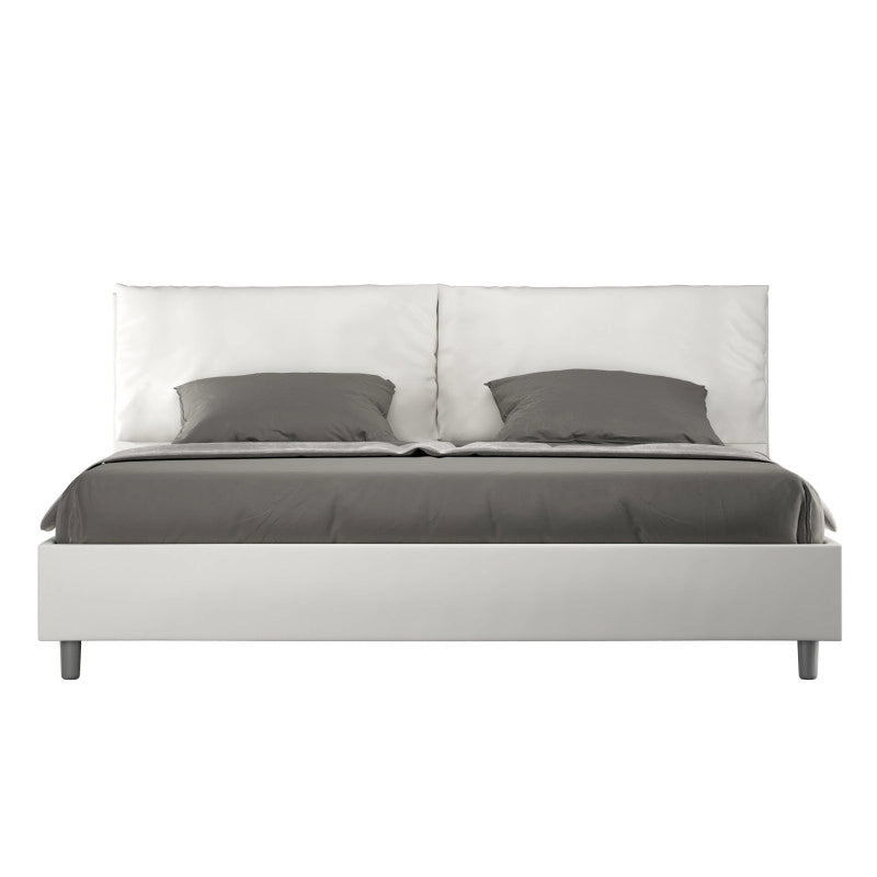 Letto imbottito Matrimoniale 200x200 cm Large - Bianco,Similpelle,Con rete