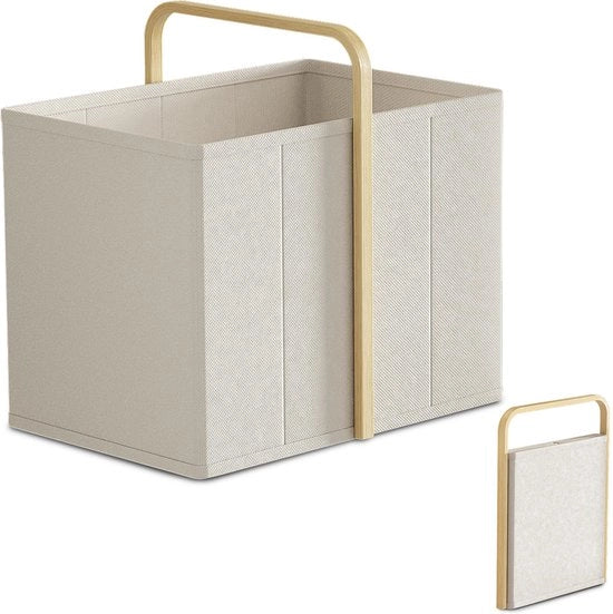 Asseccoletto Opvouabile con Maniglia 65L Realizzato in Fibra di Bambù (Beige) – Asseccoletto Opvouabile per Camera da Letto e Bagno, Cassetto per Lavaggio e Asciugatura