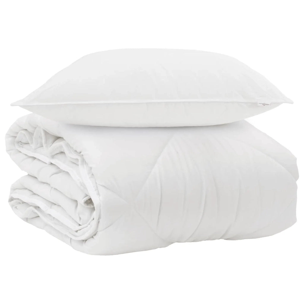 Piumone | Duvet per Tutte le Stagioni con cuscino 2 pz Bianco Microfibra