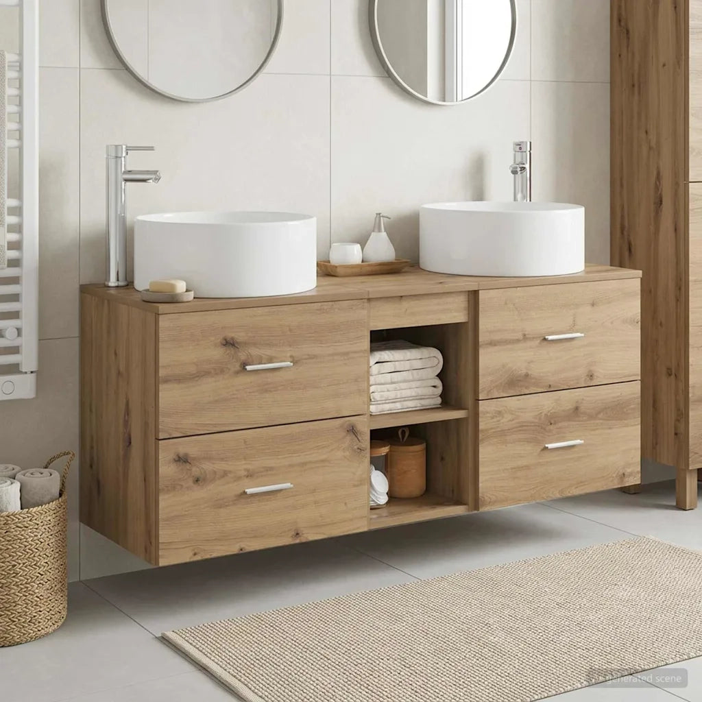 Set di mobili per il bagno 3 pz Rovere Artigianale 3405954