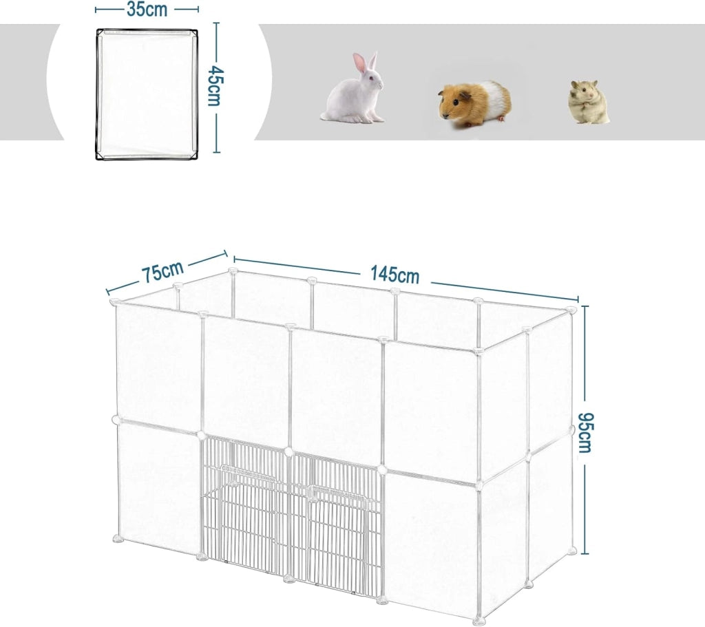 Recinto per Conigli Criceti Cucciolo Porcellino d'India Cavie Gatto Plastica DIY Bianca
