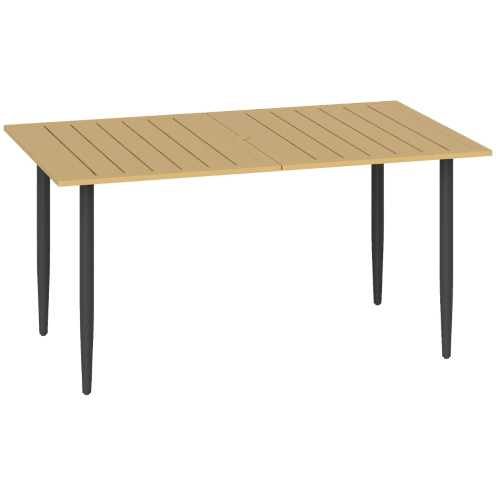 TAVOLO DA GIARDINO 150x90 cm Marrone in Metallo con foro ombrellone